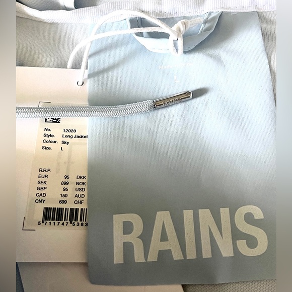 Rain Jacket by RAINS Sz L Light Blue NWT - Picture 10 of 10